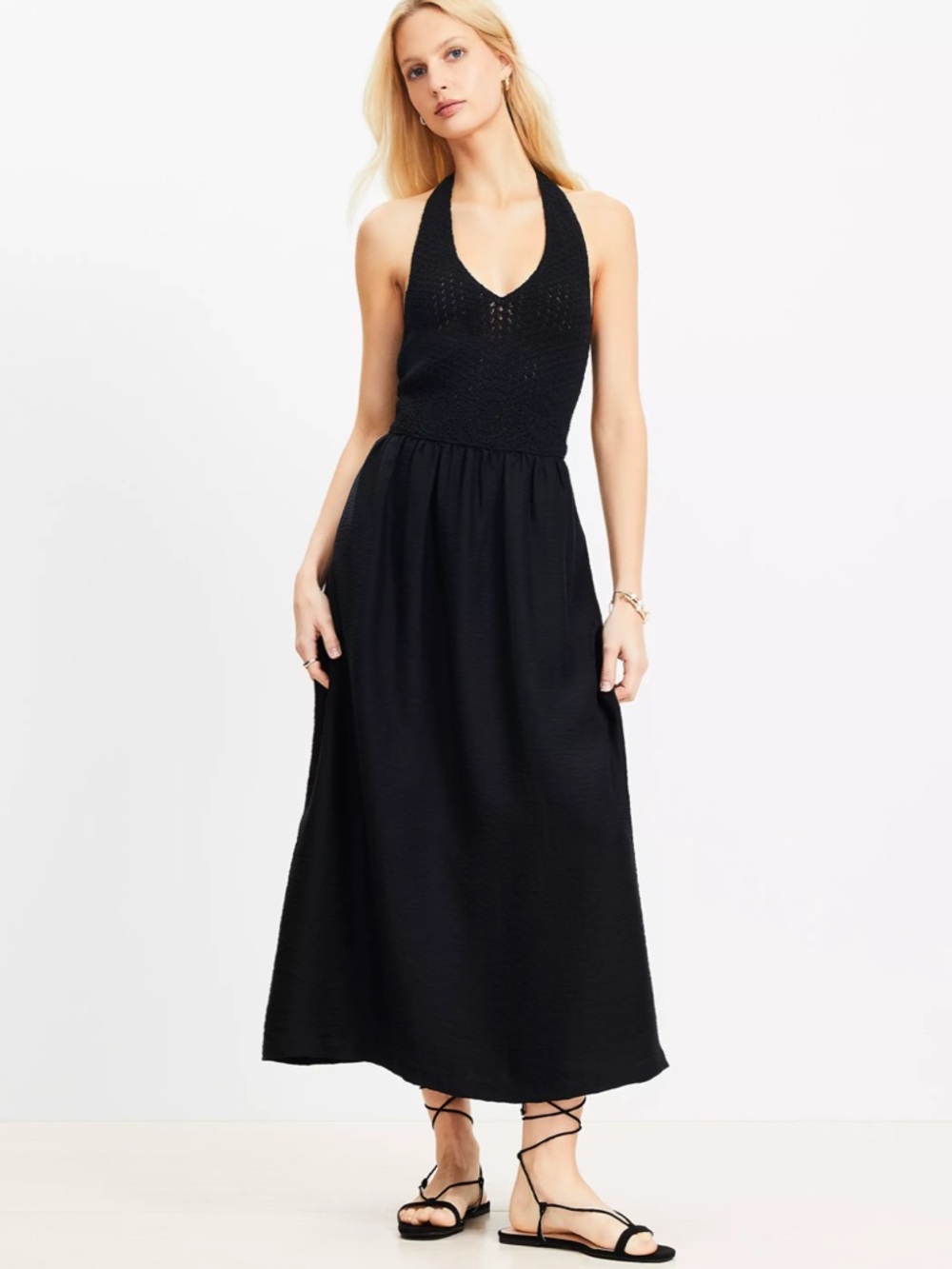 LOFT Black Halter Maxi Dress
